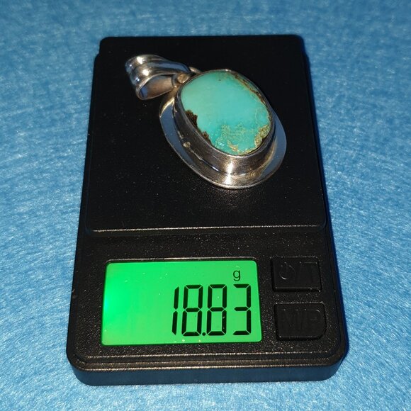 Bold Vintage Southwestern 925 Silver Natural Turquoise Statement Pendant - Picture 12 of 12